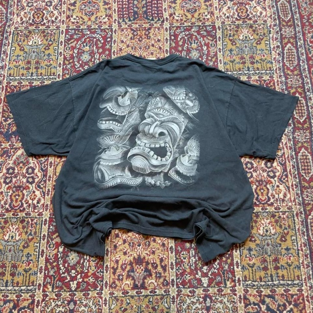 VTG 00s Maui‎ Tattoo company tribal tiki destination tee shirt XXL black faded